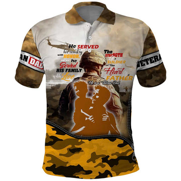 Veteran Dad Polo Shirt The Strength of a Soldier - The Heart of a Father DT02