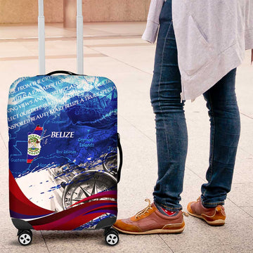 Belize One Flag One Heart Luggage Cover Caribbean Heartbeat - Where Compass Meets Culture DT02