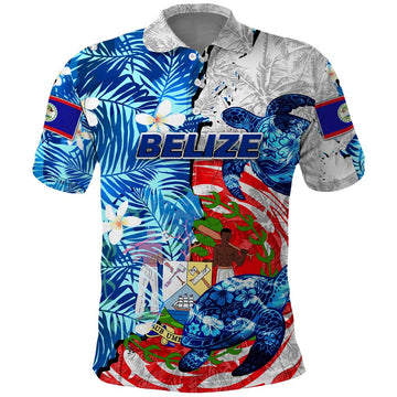 Sea Turtle Belize Polo Shirt Ocean Soul Tropical Spirit DT02