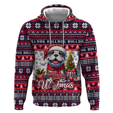 Bulldog Merry Woofmas Hoodie Christmas Dog Art Style DT02