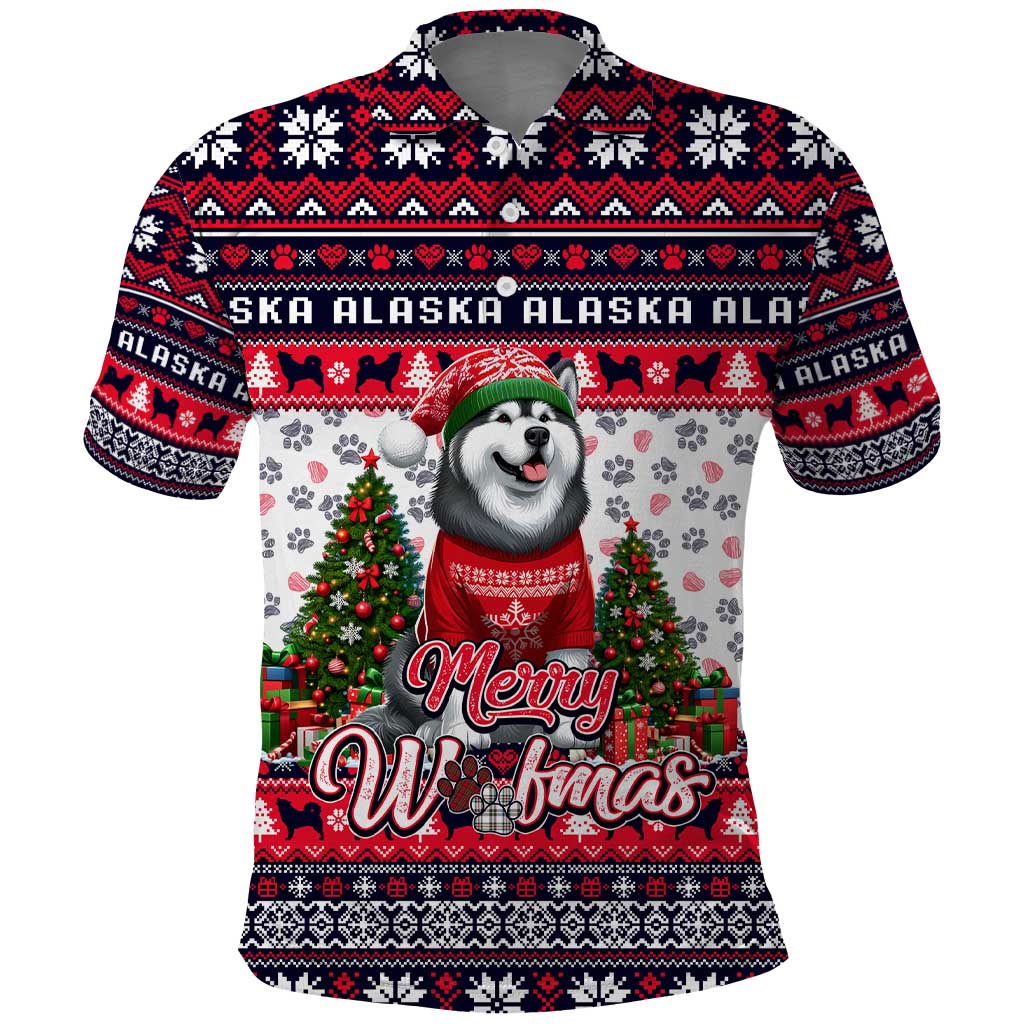 Alaska Merry Woofmas Polo Shirt Christmas Dog Art Style DT02