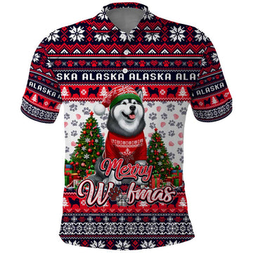 Alaska Merry Woofmas Polo Shirt Christmas Dog Art Style DT02
