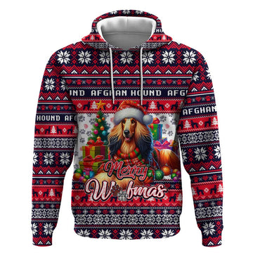 Afghan Hound Merry Woofmas Hoodie Christmas Dog Art Style DT02