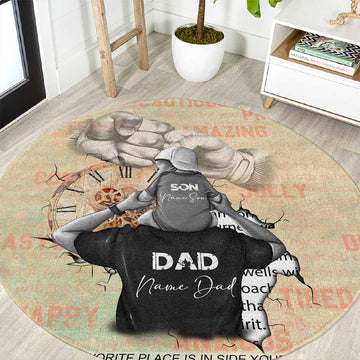Gift for Dad - Personalized African Father and Son Round Carpet DT02