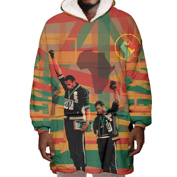 African American 1968 Wearable Blanket Hoodie Black Power Fists of Freedom DT03