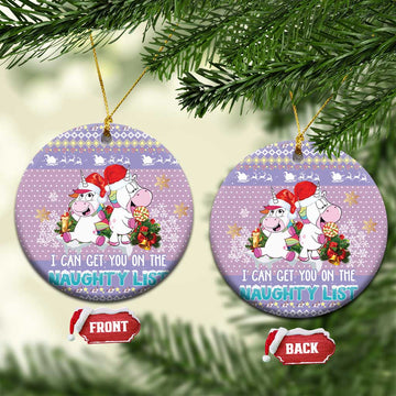Unicorn Naughty List Ceramic Ornament Christmas Funny DT03