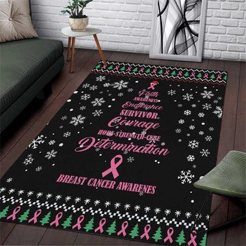 Christmas Tree Breast Cancer Afro Area Rug Survivor African DT03