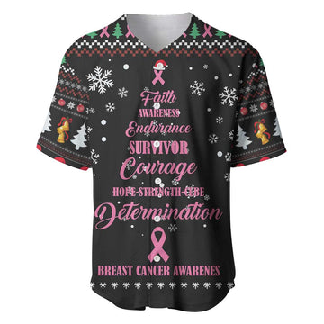Christmas Tree Breast Cancer Afro Baseball Jersey Survivor African DT03