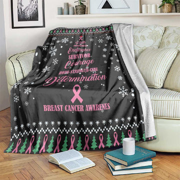 Christmas Tree Breast Cancer Afro Blanket Survivor African DT03