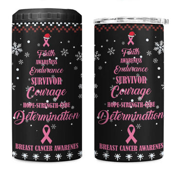 Christmas Tree Breast Cancer Afro 4 in 1 Can Cooler Tumbler Survivor African DT03