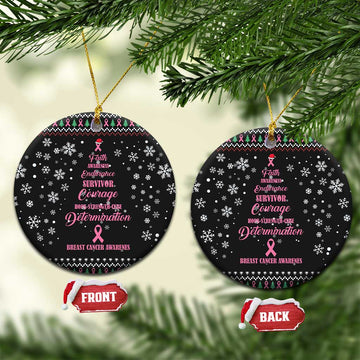 Christmas Tree Breast Cancer Ceramic Ornament Survivor DT03