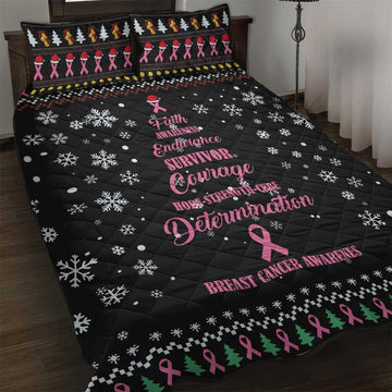 Christmas Tree Breast Cancer Afro Quilt Bed Set Survivor African DT03