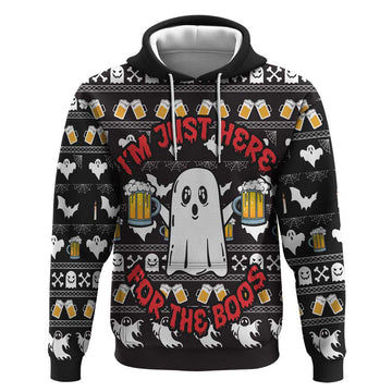 Christmas Boo Beer Hoodie I'm Just Here For The Boos DT03