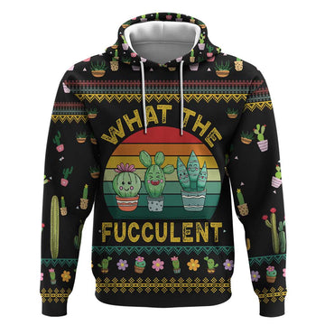 Cacuts Christmas Hoodie Cactus What the Fucculent DT03