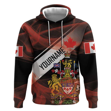 Canada Flag Coat of Arms Hoodie Light Wave Abstract Style DT03