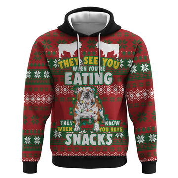Bulldog Snacks Christmas Hoodie They Know You Have Snacks DT03