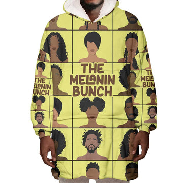 The Melanin Bunch African Wearable Blanket Hoodie Afro Black People DT03