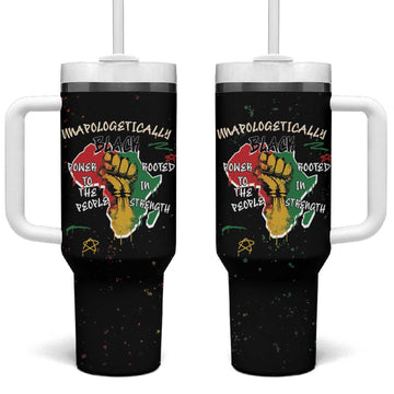 African Black Power Tumbler With Handle Unapologetically Black Raised Fist DT03
