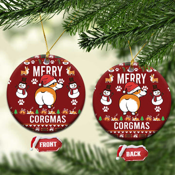 Funny Corgi Dog Ceramic Ornament Merry CORGMAS Christmas DT03
