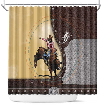 Bull Riding Shower Curtain Cowboy Courage Rodeo DT03