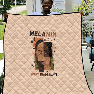 Melanin Every Shade Slays Quilt Afro Women DT03