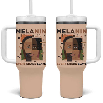 Melanin Every Shade Slays Tumbler With Handle Afro Women DT03