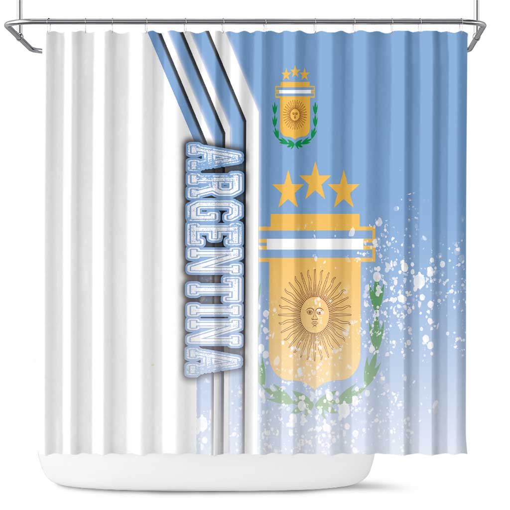 Argentina Football Shower Curtain La Albiceleste Soccer - Road To Champion DT03