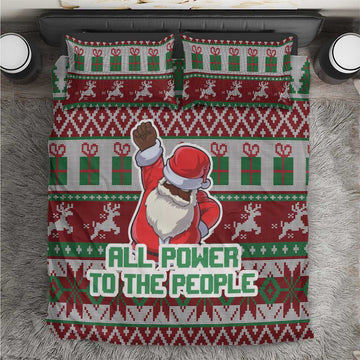 Black Santa Fist Christmas Africa Bedding Set All Power to the People DT03