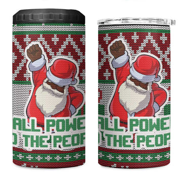 Black Santa Fist Christmas Africa 4 in 1 Can Cooler Tumbler All Power to the People DT03