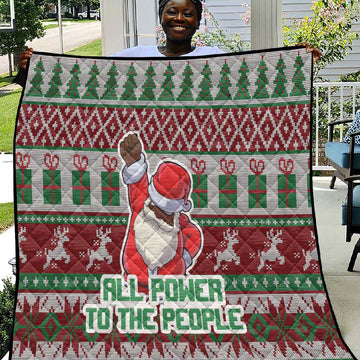 Black Santa Fist Christmas Africa Quilt All Power to the People DT03