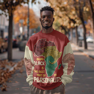 African Map Fingerprint Sweatshirt Being Black Is The Best Part Of My Personality DT03