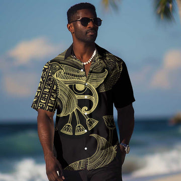 Afro Egypt Hawaiian Shirt Horus Eyes Egyptian God DT03