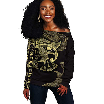 Afro Egypt Off Shoulder Sweater Horus Eyes Egyptian God DT03