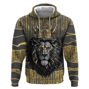 Personalized Black and Gold Lion Hoodie King Africa DT03