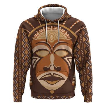 African Mask Printed Mudcloth Hoodie DT03