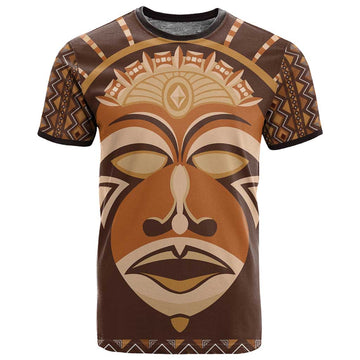 African Mask Printed Mudcloth T shirt Afro Bogolan DT03