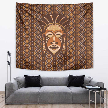 African Mask Printed Mudcloth Tapestry Afro Bogolan DT03