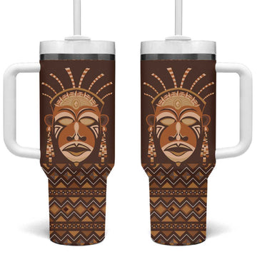 African Mask Printed Mudcloth Tumbler With Handle Afro Bogolan DT03