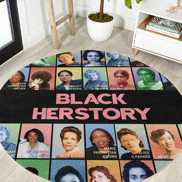 Afro Black Herstory Round Carpet African Women History DT03