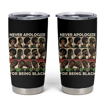 Never Apologize for Being Black Tumbler Cup African Pride DT03
