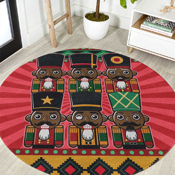 Black Nutcrackers Round Carpet Afro Christmas DT03