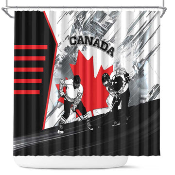 Canada Hockey Shower Curtain Maple Leaf Sport Style DT04