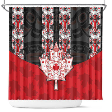 Canada Maple Leaf Shower Curtain Haida Totem Inspired Art DT04