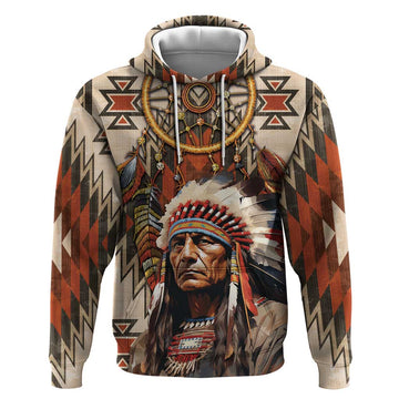 Native American Man Hoodie Feather Headdress With Dream Catcher DT04