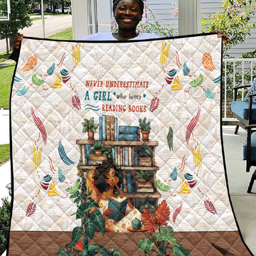 Never Underestimate A Girl Who Loves Reading Books Quilt African Book Lovers DT04
