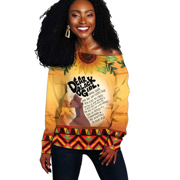 Dear Black Girl Off Shoulder Sweater African Pride Black Women DT04