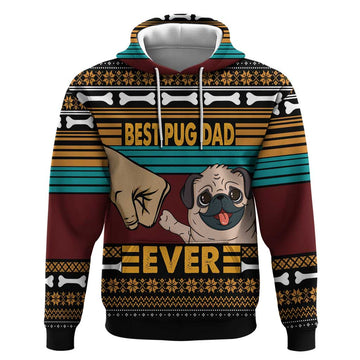 Best Pug Dad Ever Hoodie Pug Dog Christmas Awesome Dad DT04