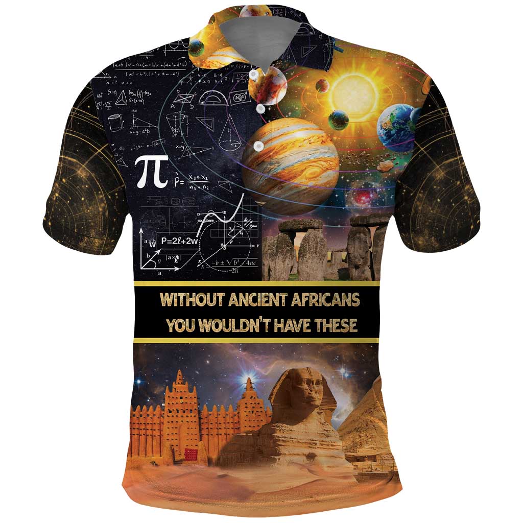 Ancient African Achievements Polo Shirt Egyptian Pyramids Galaxy DT04