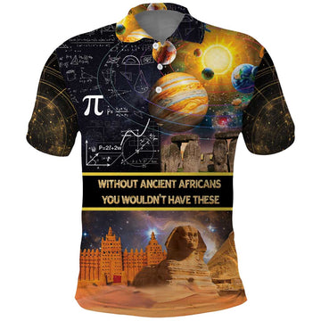 Ancient African Achievements Polo Shirt Egyptian Pyramids Galaxy DT04