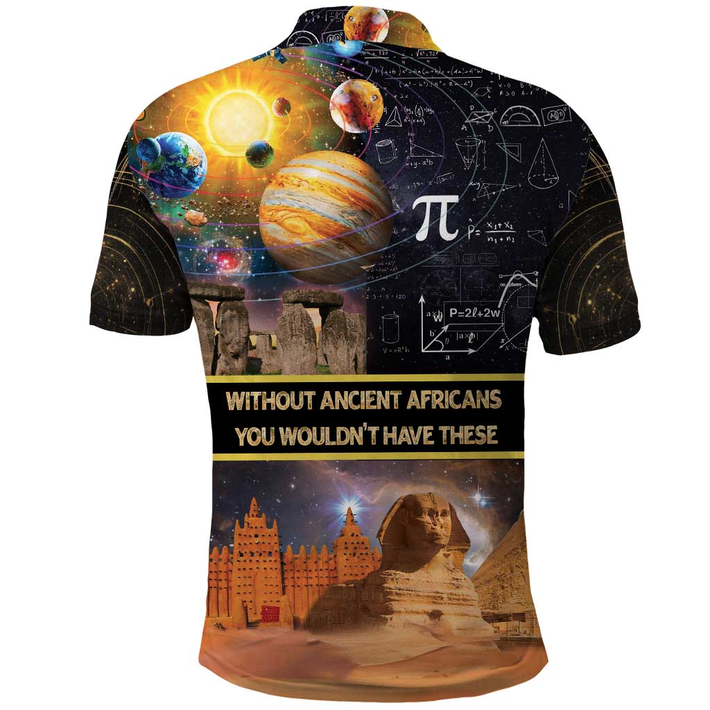 Ancient African Achievements Polo Shirt Egyptian Pyramids Galaxy DT04
